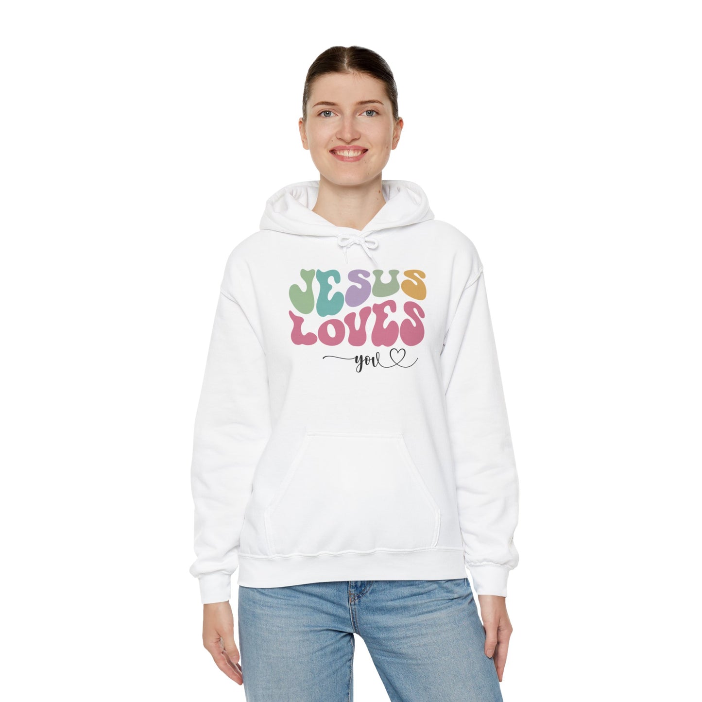 "Jesus Loves You" - Faithfully Cozy Hooded Sweatshirt - Hoodie