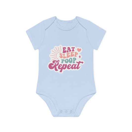 "Eat, Sleep, Poop, Repeat" - Organic Delight Baby Bodysuit