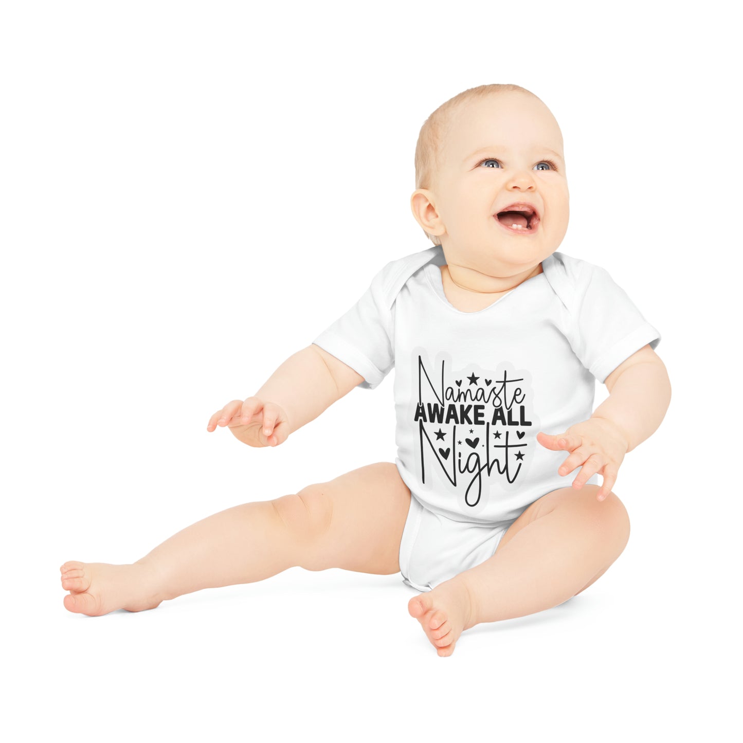 "Namaste Awake All Night" - Baby Organic Short Sleeve Bodysuit