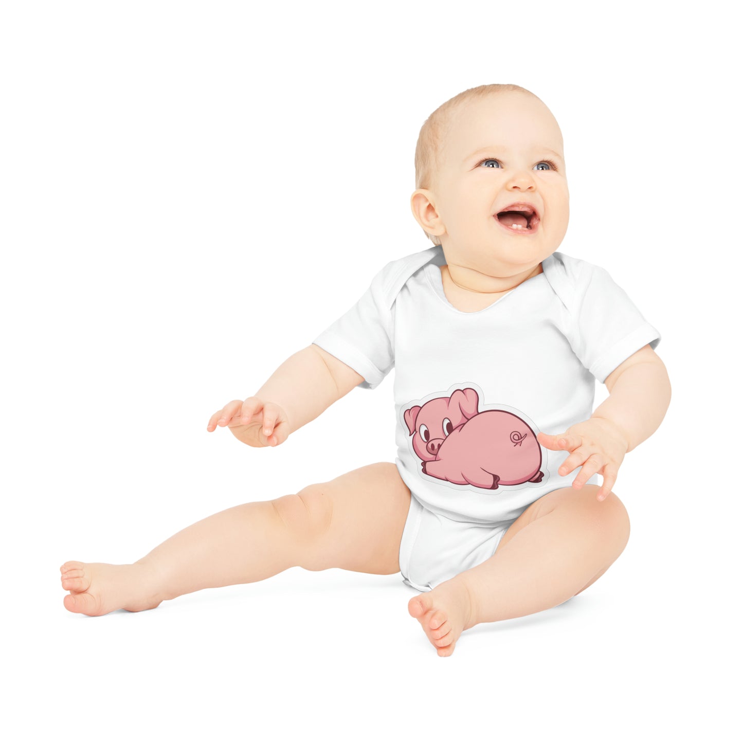 "Adorable Piggie" - Baby Organic Short Sleeve Bodysuit