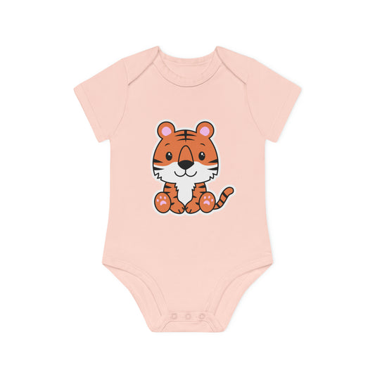 "Cute Tiger" - Adorable Baby Organic Short Sleeve Bodysuit