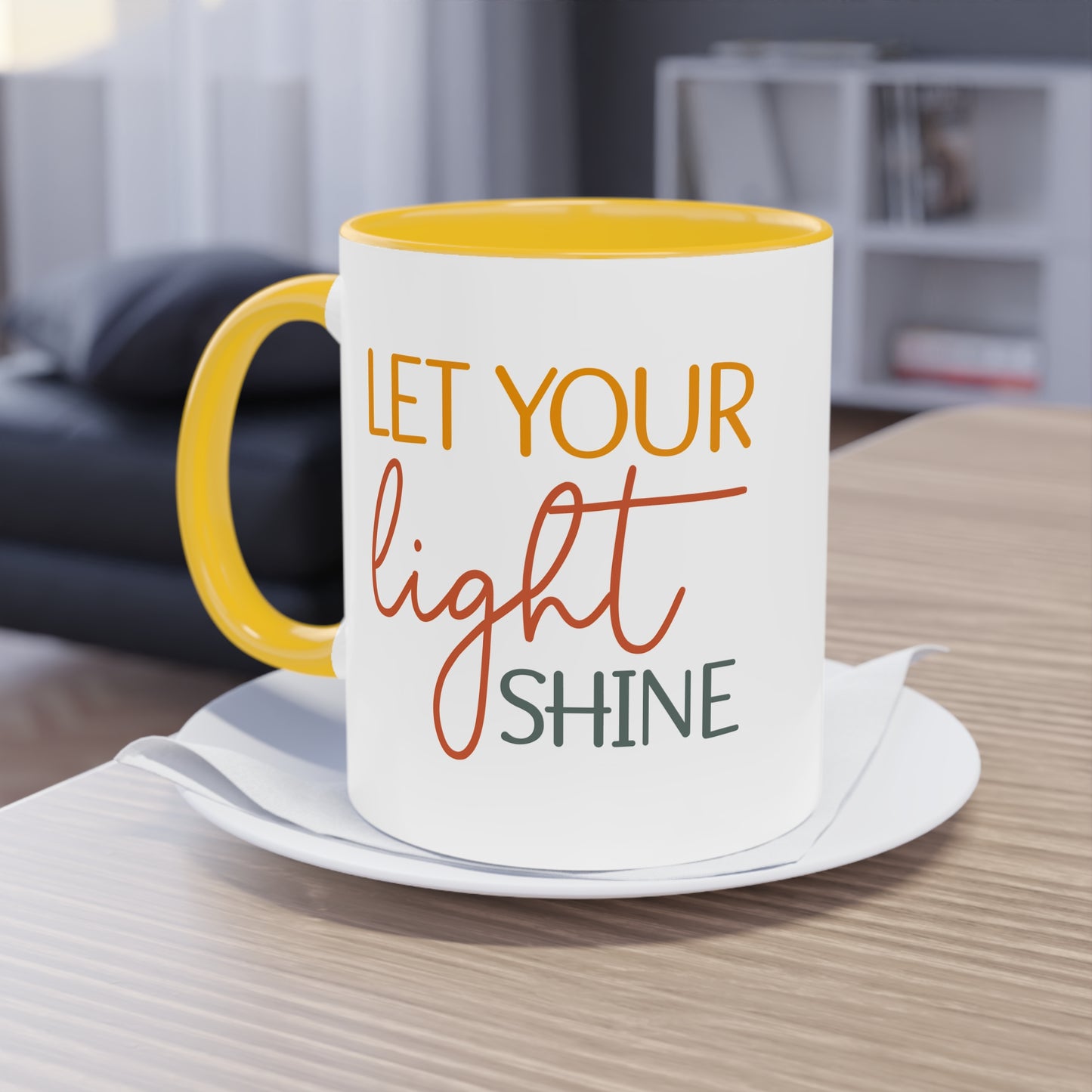 "Let your light shine" - Christian Quote - Two Tone Mug