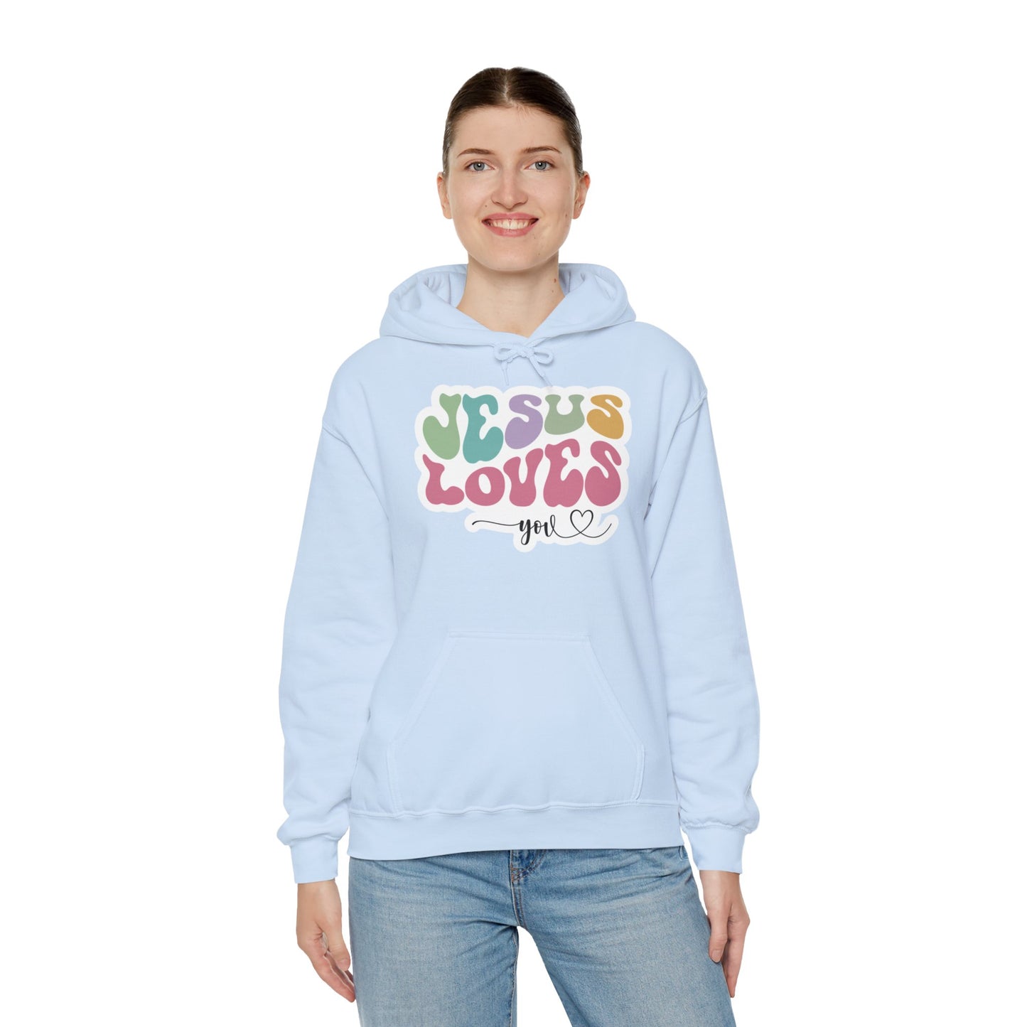 "Jesus Loves You" - Faithfully Cozy Hooded Sweatshirt - Hoodie