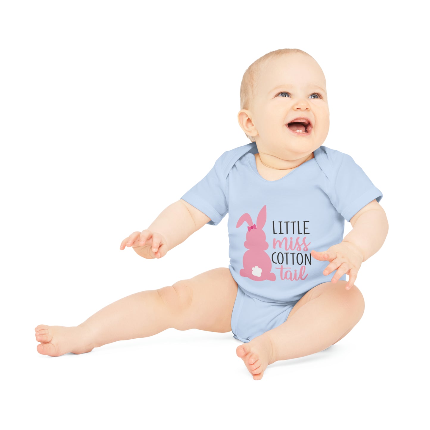 "Little Miss Cotton Tail" - Baby Organic Short Sleeve Bodysuit