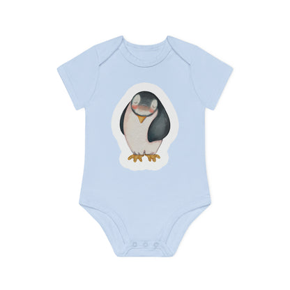 "Mama Penguin" - Baby Organic Short Sleeve Bodysuit