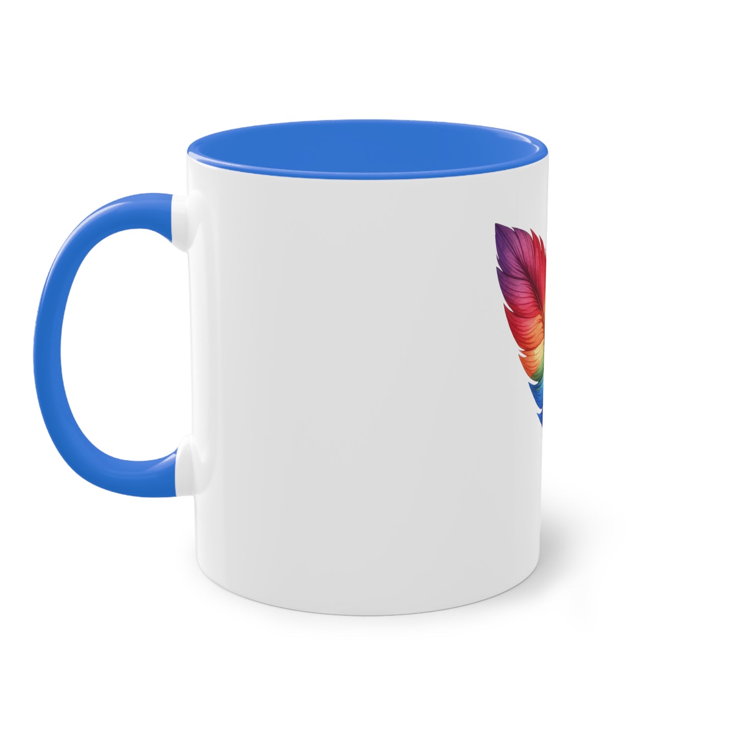 "Rainbow Pride Feather" - Two Tone Mug