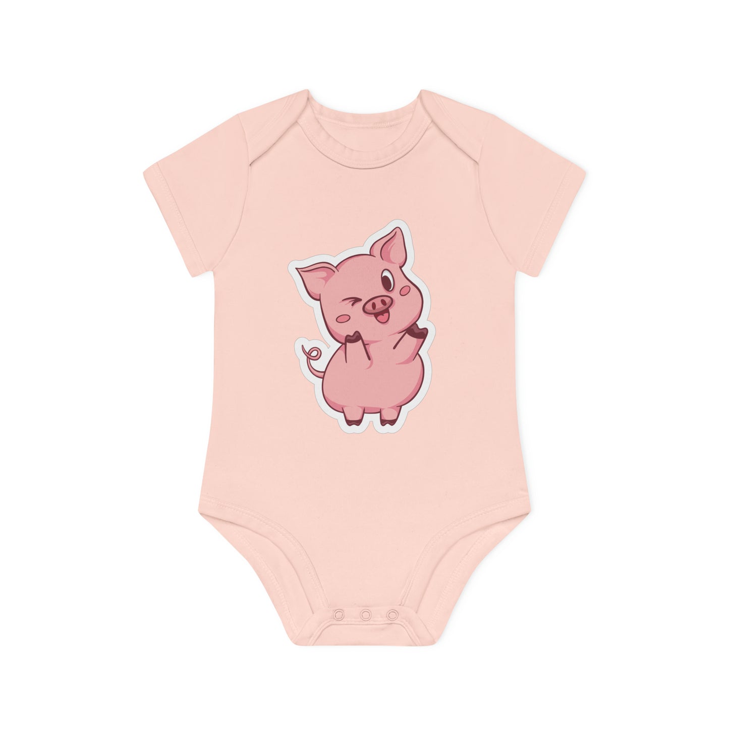 "Adorable Piggie Wink"- Organic Baby Bodysuit: Play- Baby Organic Short Sleeve Bodysuit