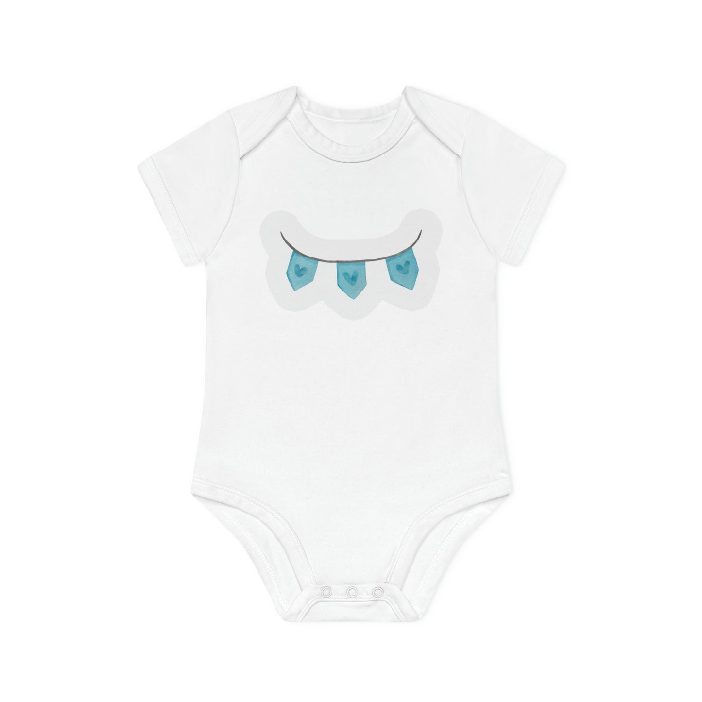 "Adorable Hearts Blue" - Baby Organic Short Sleeve Bodysuit