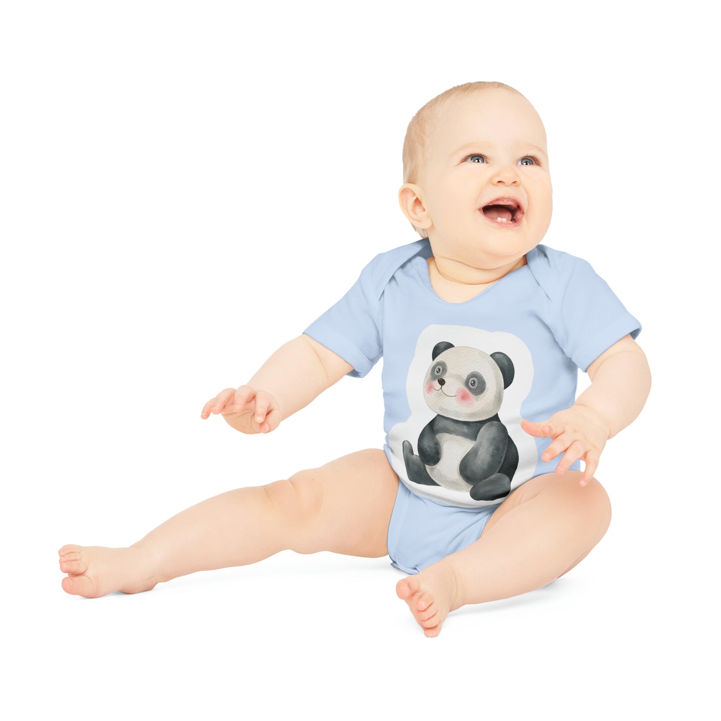 "Cute Panda" - Baby Organic Short Sleeve Bodysuit