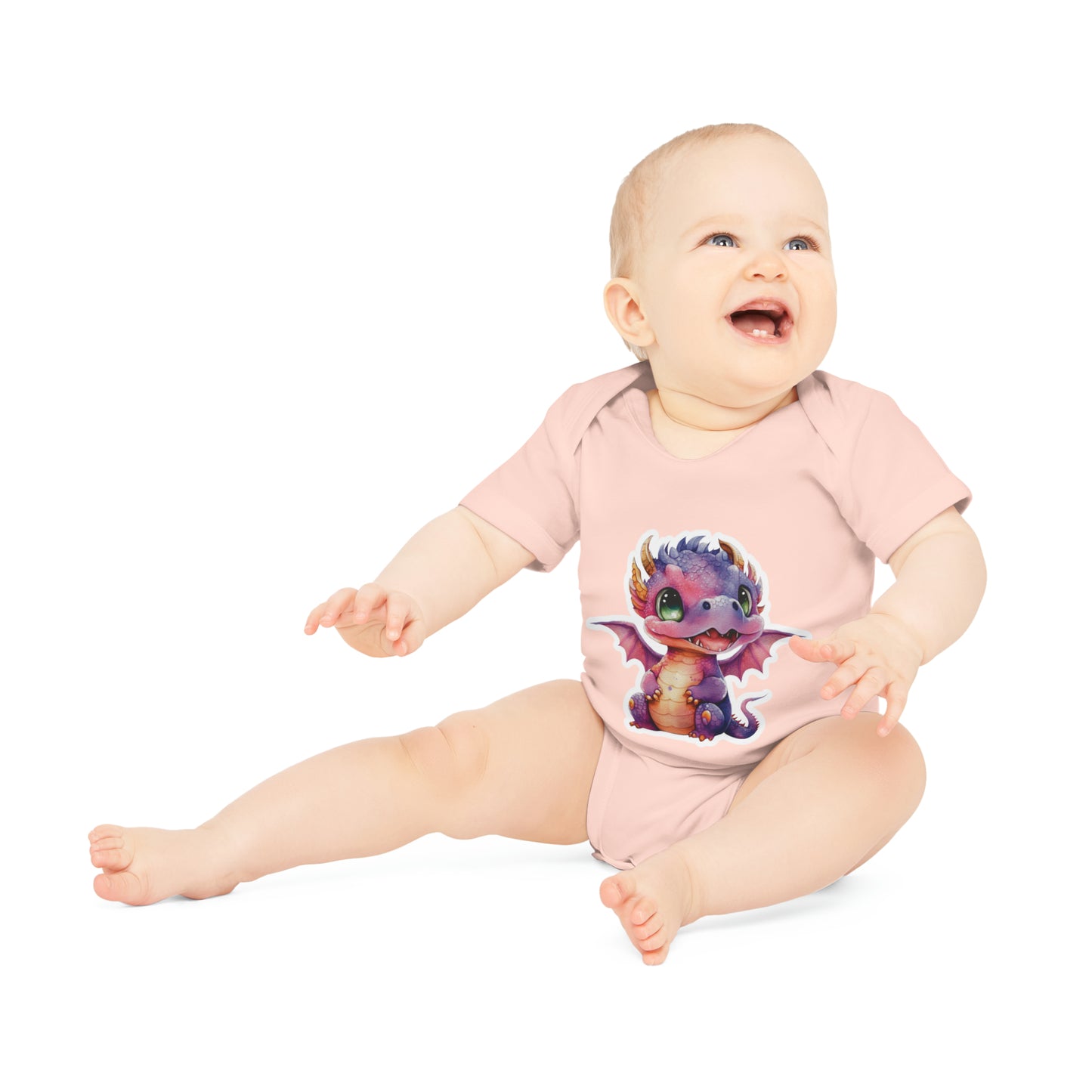 "Cute Drangon" - Baby Organic Short Sleeve Bodysuit