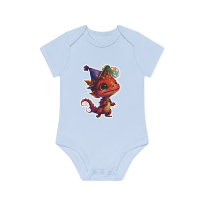 "Adorable Party  Dragon" - Baby Organic Short Sleeve Bodysuit