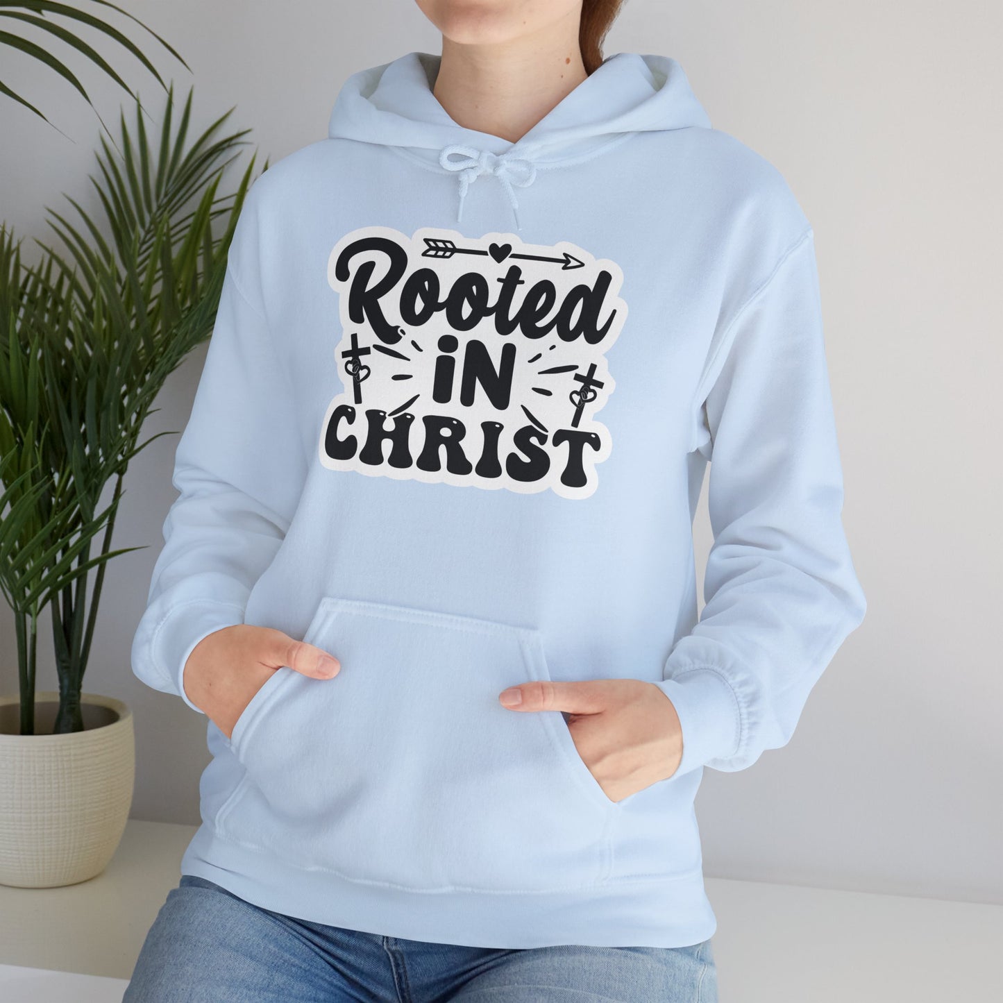 "Rooted in Christ" - Christian Quote Hooded- Hoodie