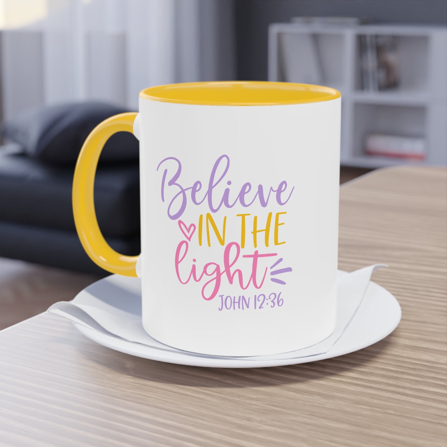 "Believe in the Light" - Christian Love - Two Tone Mug