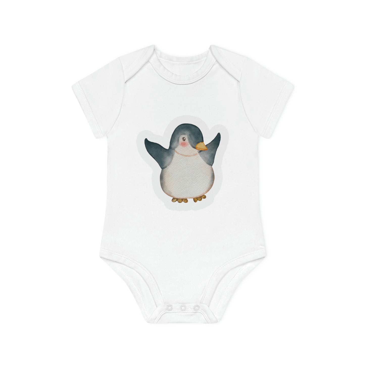 "Penguin Cutie" - Baby Organic Short Sleeve Bodysuit