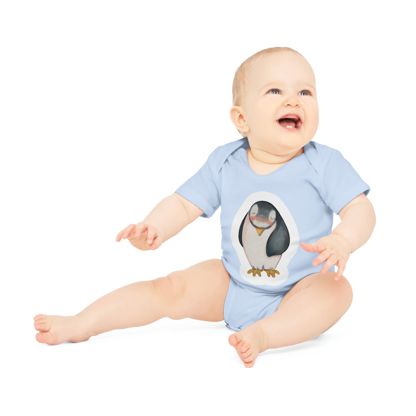 "Mama Penguin" - Baby Organic Short Sleeve Bodysuit