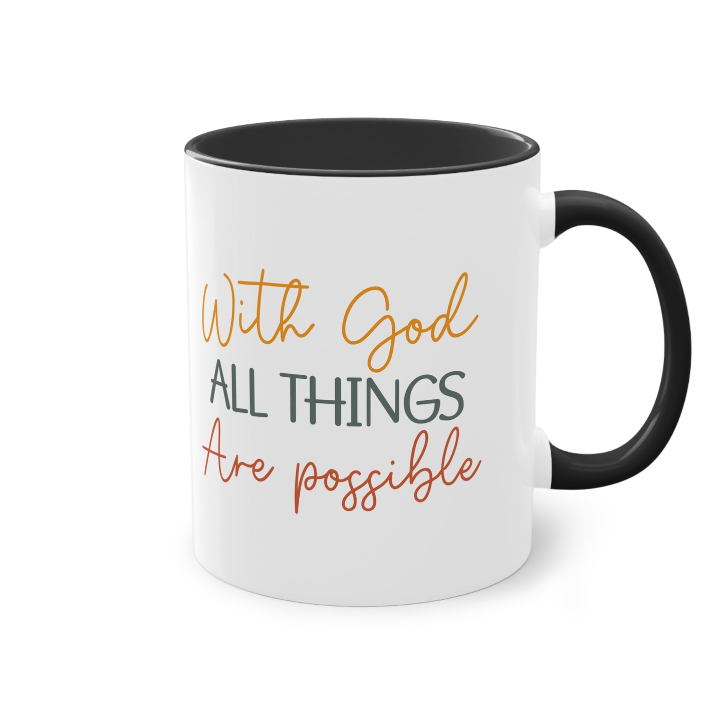 "Blessed Brew: With God All things are Possible" - Two Tone Mug