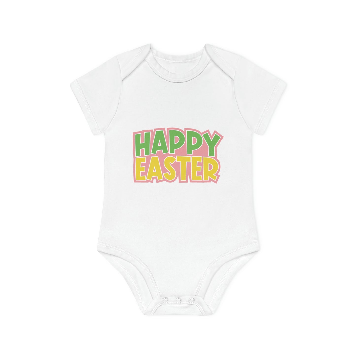 "Happy Easter" - Baby Organic Short Sleeve Bodysuit