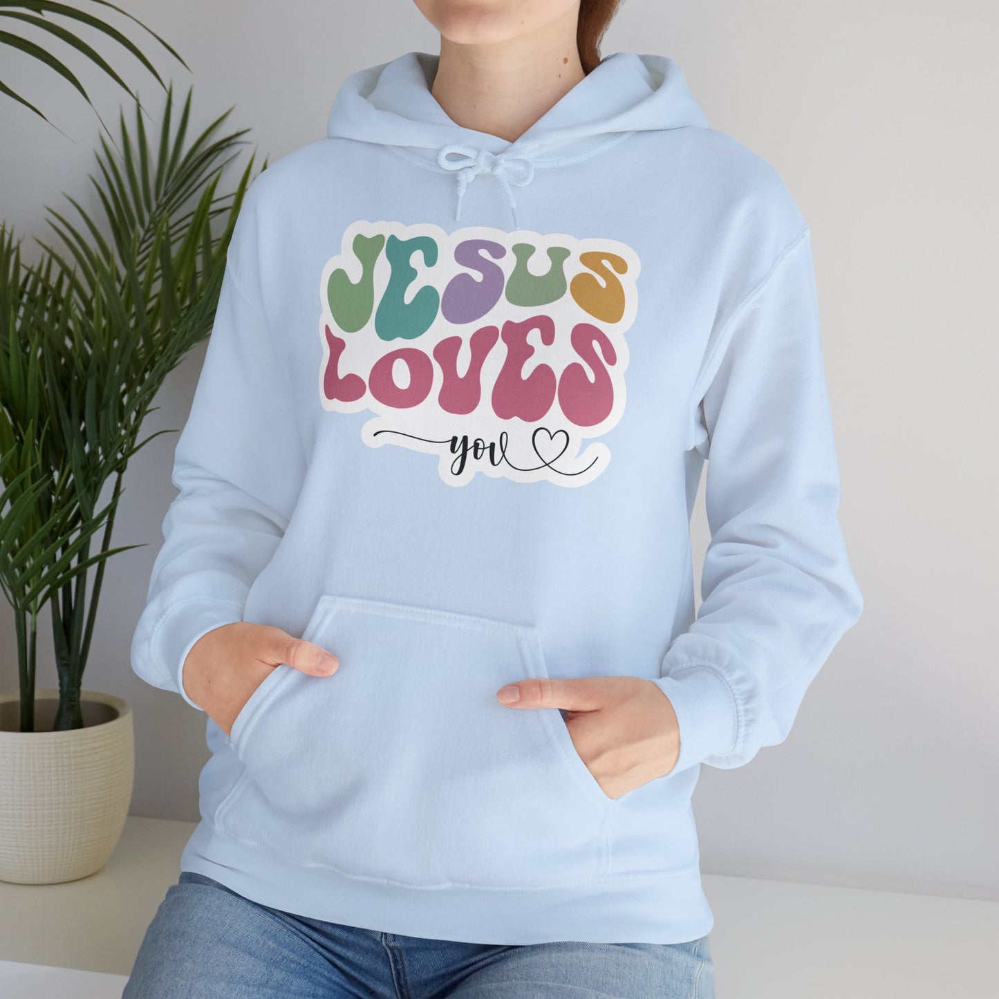 "Jesus Loves You" - Faithfully Cozy Hooded Sweatshirt - Hoodie