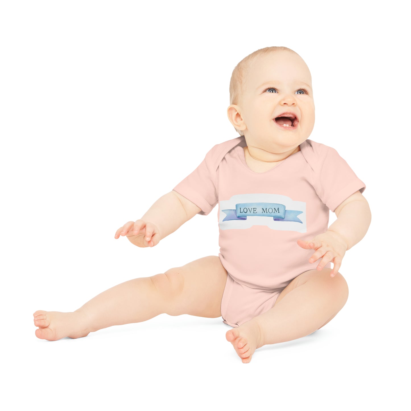 "Love Mom" - Baby Organic Short Sleeve Bodysuit