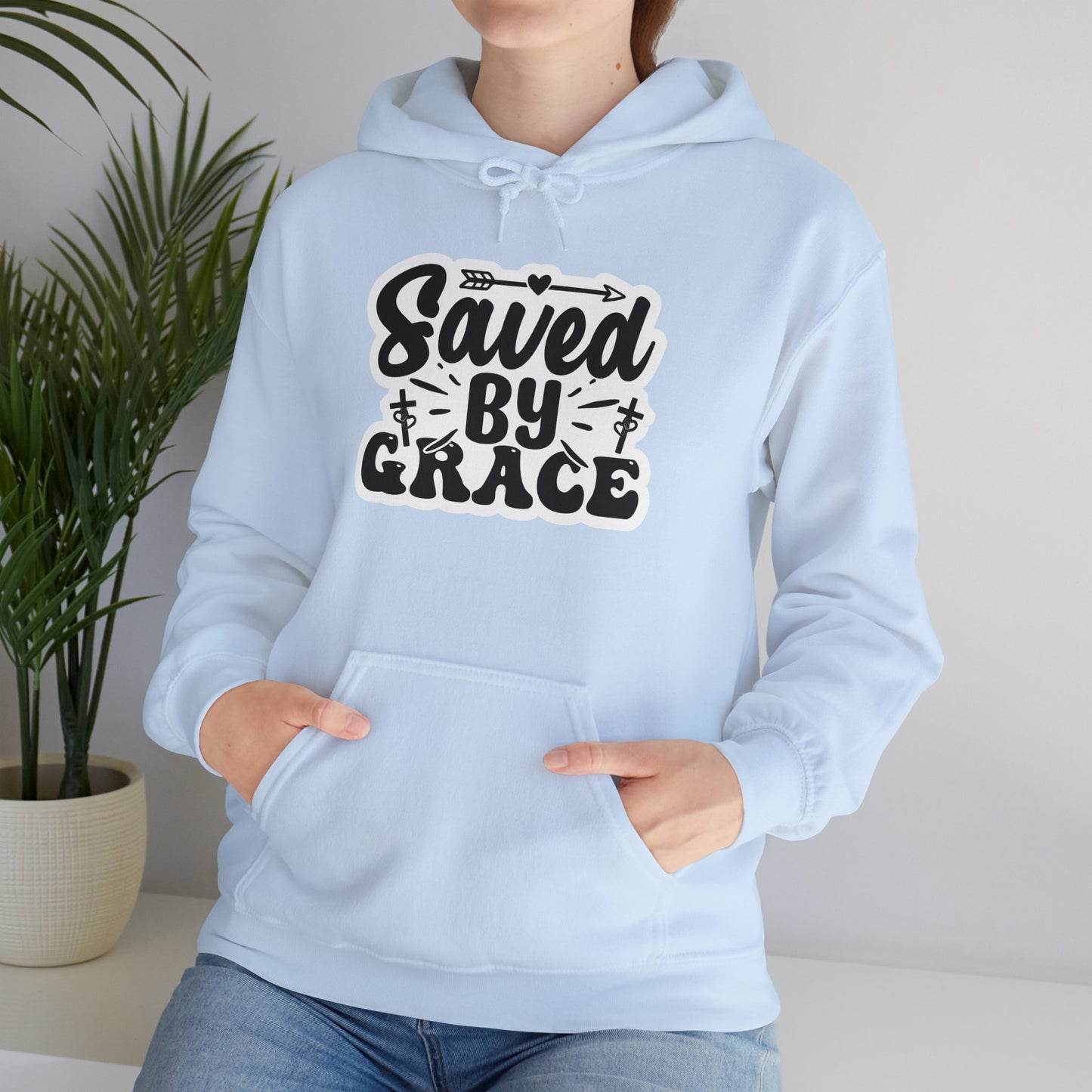 "Saved by Grace" - Blessed & Cozy: Christian Quote - Hoodie