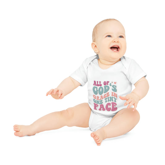 "Organic Cotton Baby Bodysuit with Ad- Baby Organic Short Sleeve Bodysuit