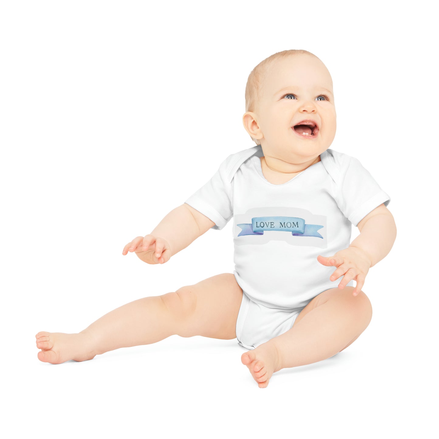 "Love Mom" - Baby Organic Short Sleeve Bodysuit