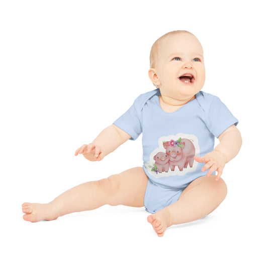 "Organic Baby Bodysuit - Adorable- Baby Organic Short Sleeve Bodysuit