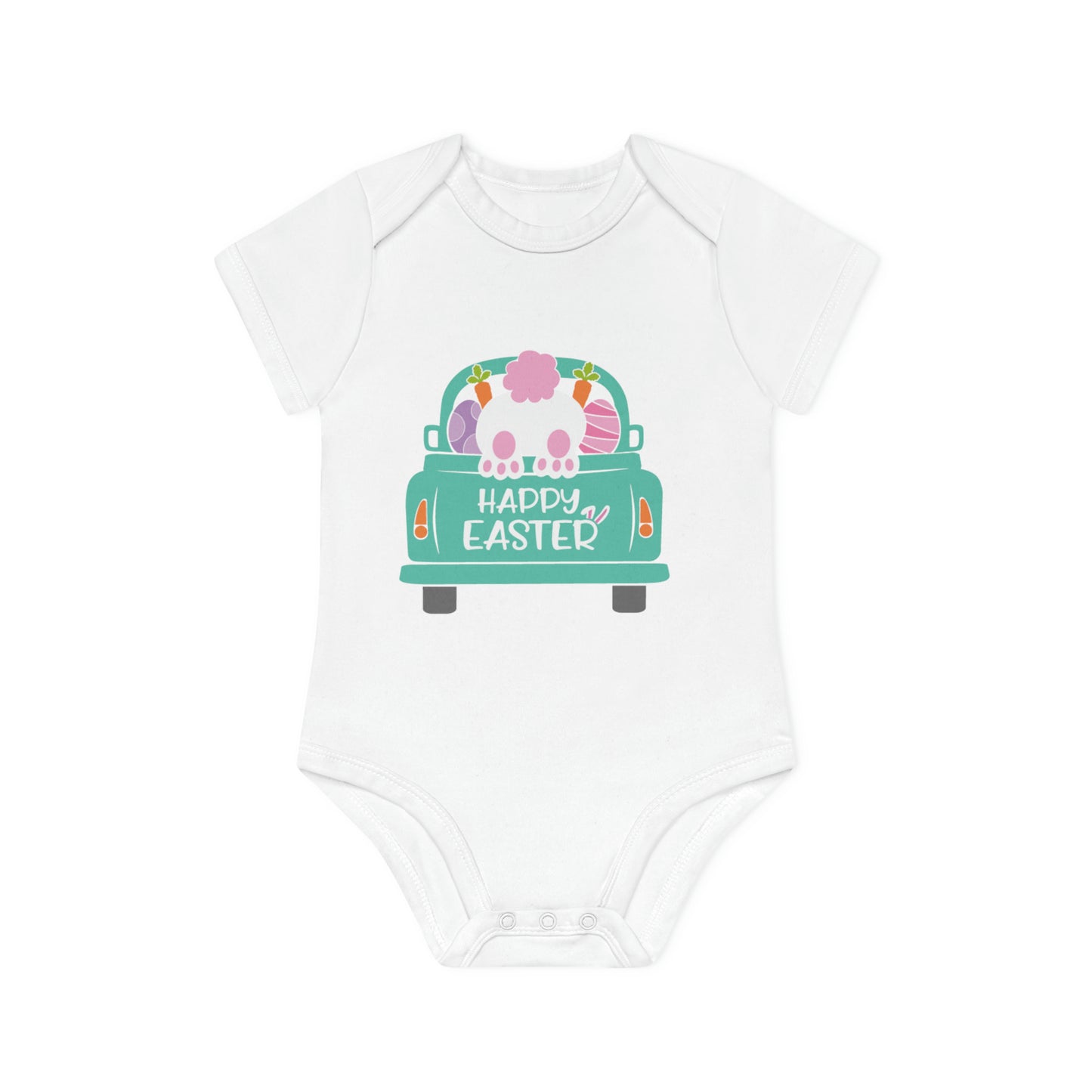 "Happy Easter" - Baby Organic Short Sleeve Bodysuit