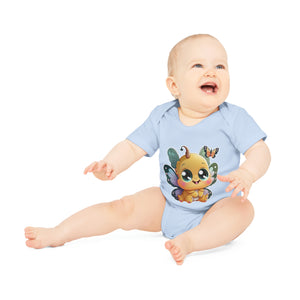 "Organic Adorable: Cute Design Baby Short- Baby Organic Short Sleeve Bodysuit