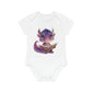 "Adorable Reading Dragon" - Baby Organic Short Sleeve Bodysuit