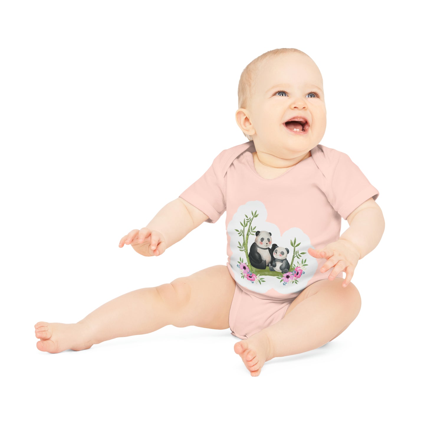 "Organic Cotton Baby Bodysuit with Ad- Baby Organic Short Sleeve Bodysuit