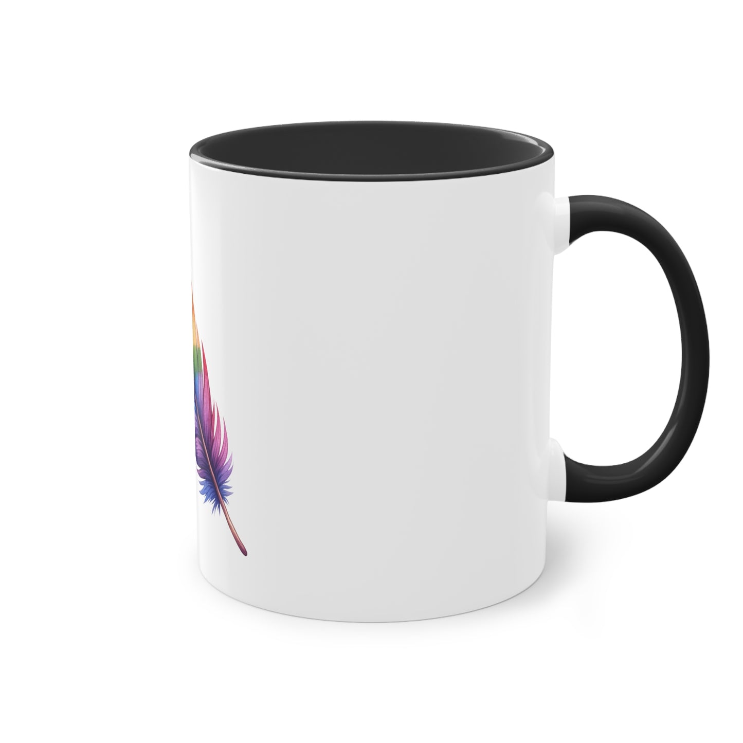 "Rainbow Pride Feather" - Two Tone Mug