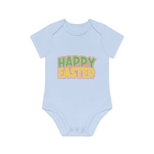 "Happy Easter" - Baby Organic Short Sleeve Bodysuit