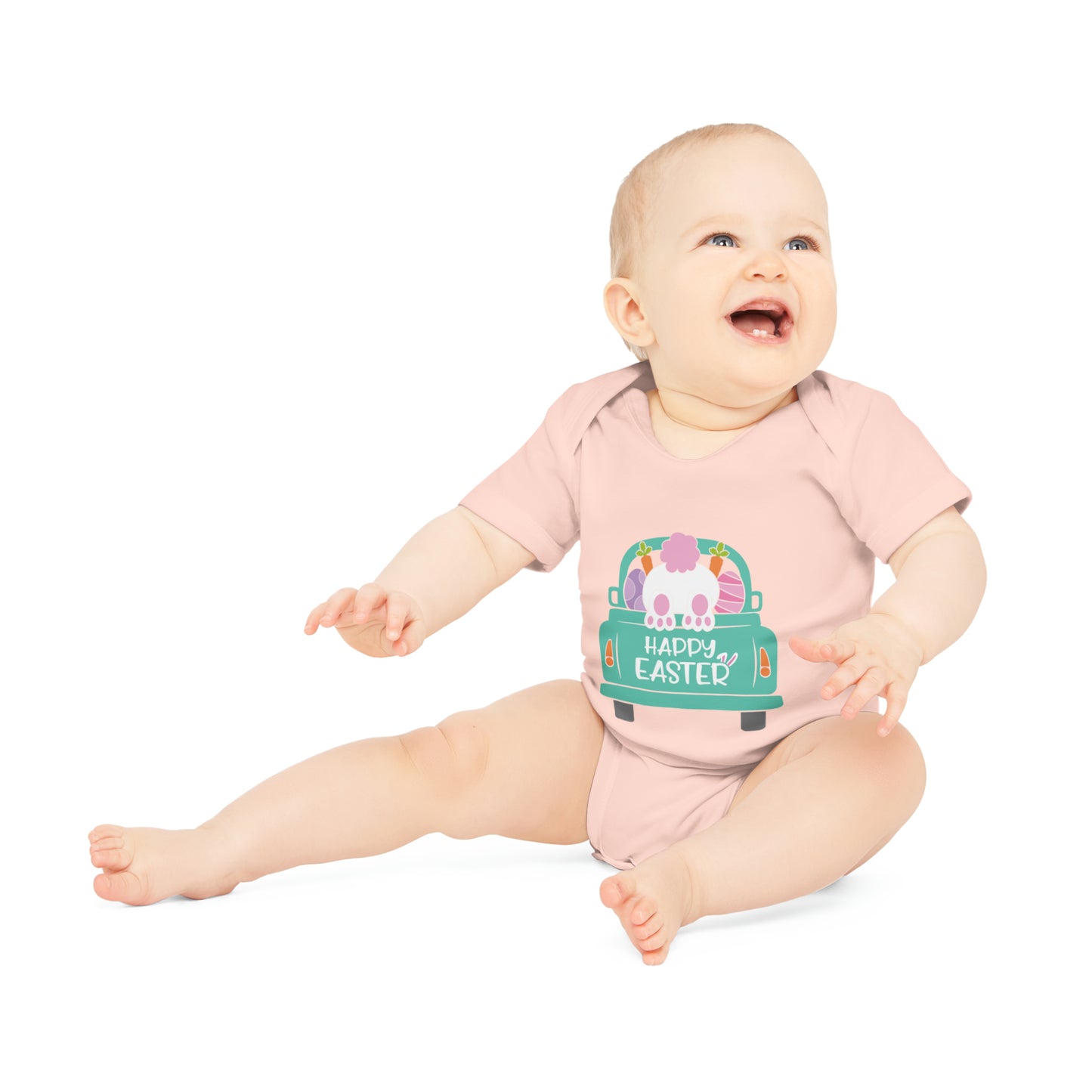 "Happy Easter" - Baby Organic Short Sleeve Bodysuit