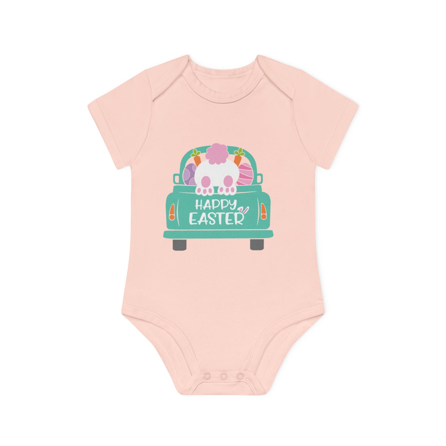 "Happy Easter" - Baby Organic Short Sleeve Bodysuit