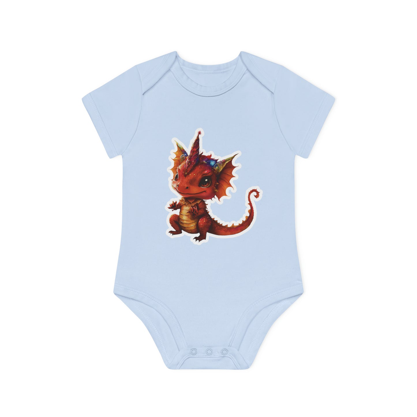 "Dragon Unicorn Cuteness" - Baby Organic Short Sleeve Bodysuit