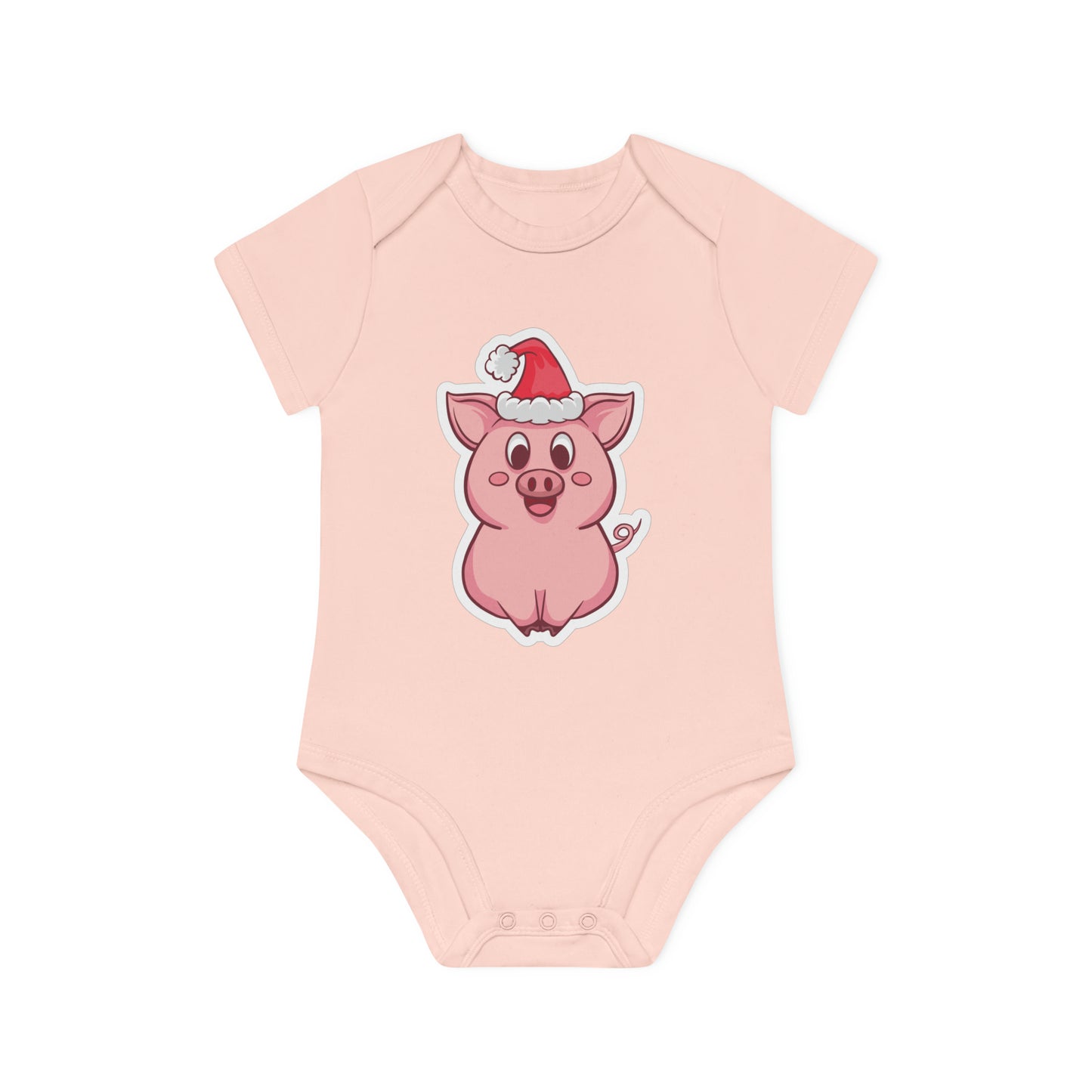 "Christmas Piggie" - Adorable Baby Organic Short Sleeve Bodysuit