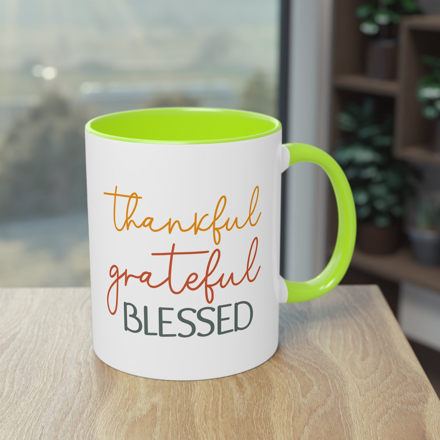 "Thankful, Grateful, Blessed" - Inspirational Quote - Two Tone Mug