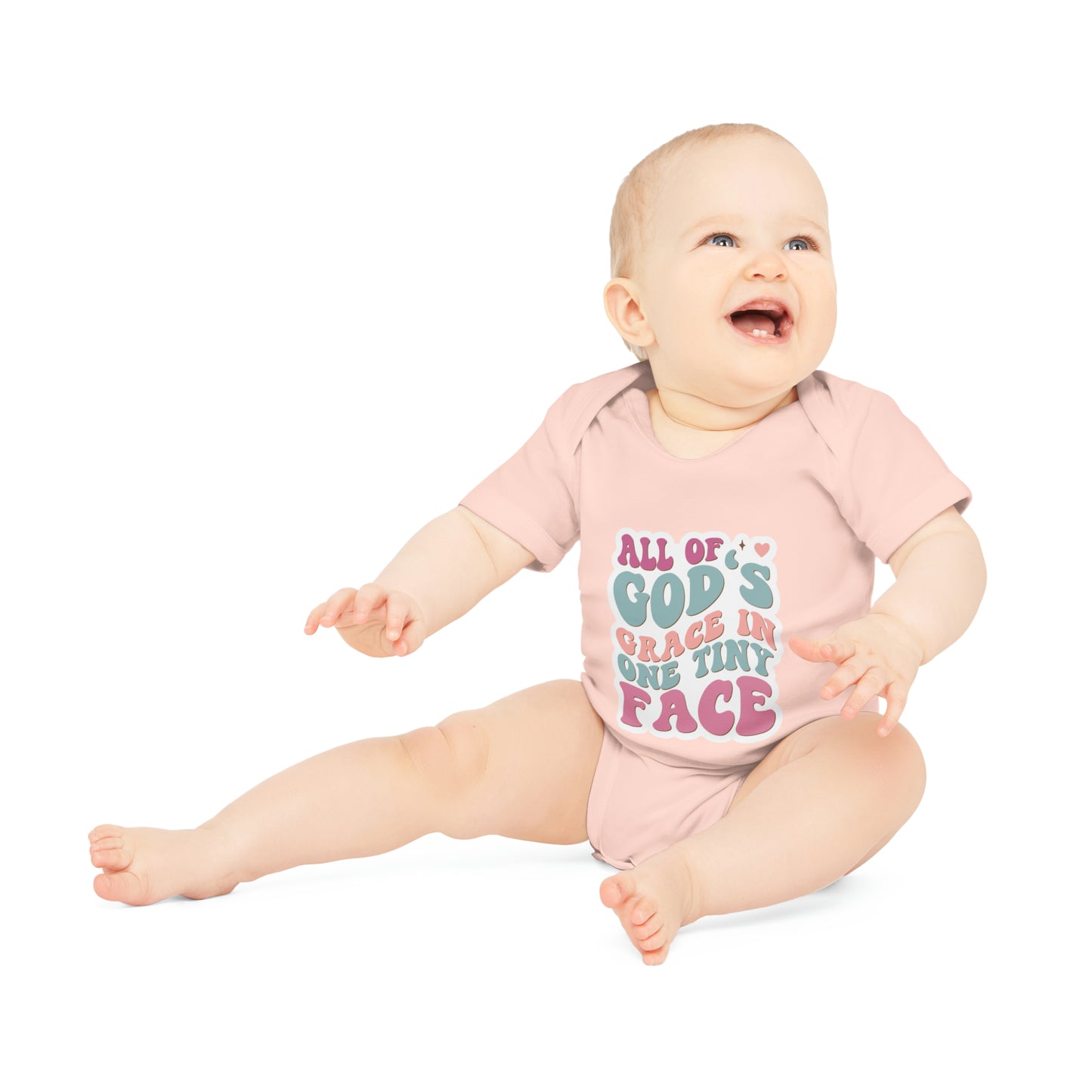 "Organic Cotton Baby Bodysuit with Ad- Baby Organic Short Sleeve Bodysuit