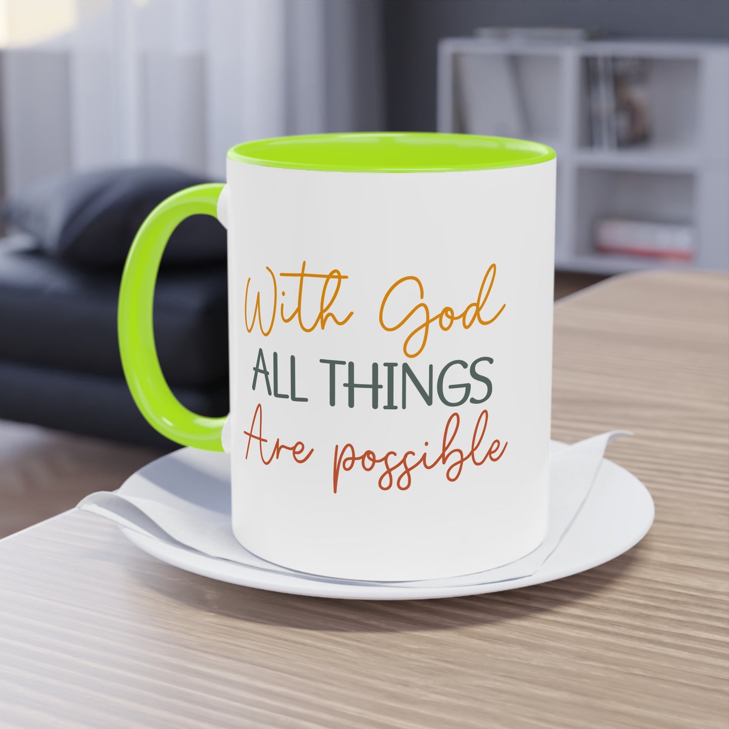 "Blessed Brew: With God All things are Possible" - Two Tone Mug