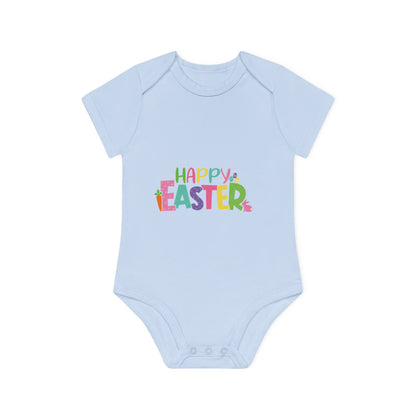 "Happy Easter" - Baby Organic Short Sleeve Bodysuit