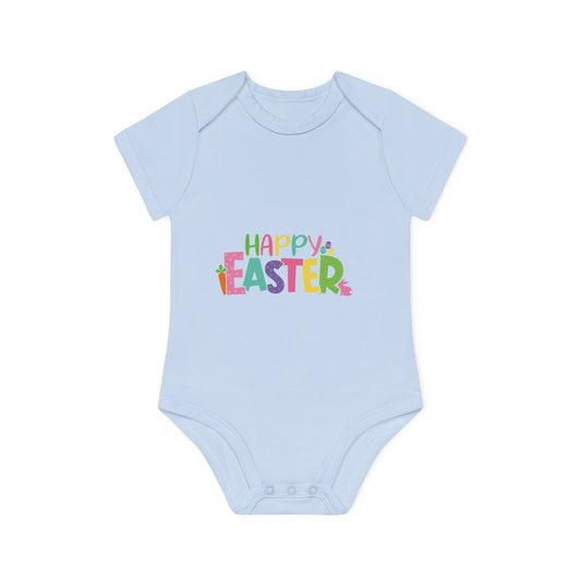 "Happy Easter" - Baby Organic Short Sleeve Bodysuit