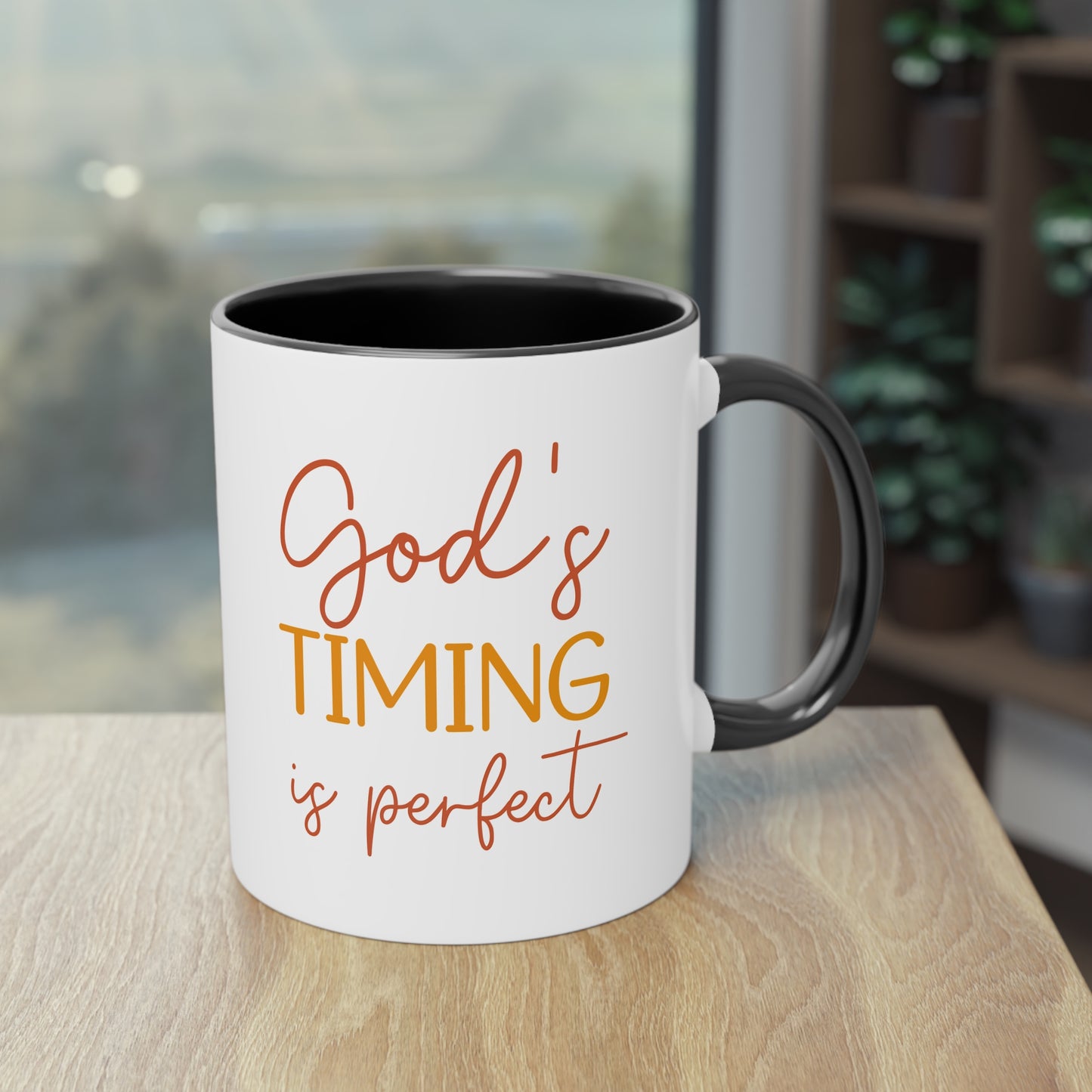 "God's timing is perfect" - Faith Quote - Two Tone Mug