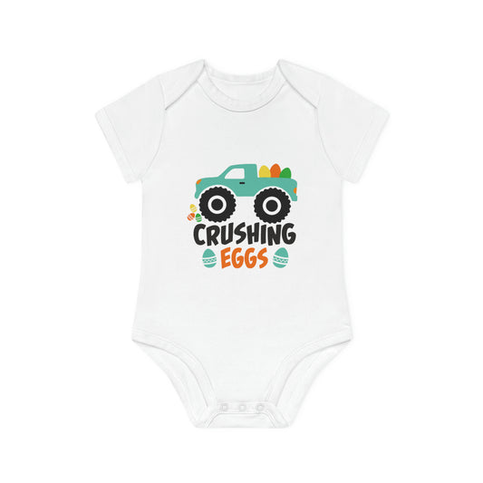 "Crushing Eggs" - Baby Organic Short Sleeve Bodysuit