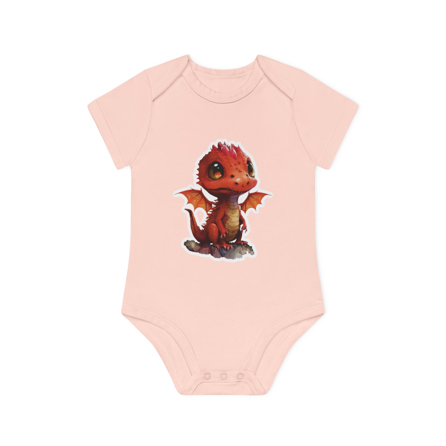 "Cute Red Dragon" - Baby Organic Short Sleeve Bodysuit