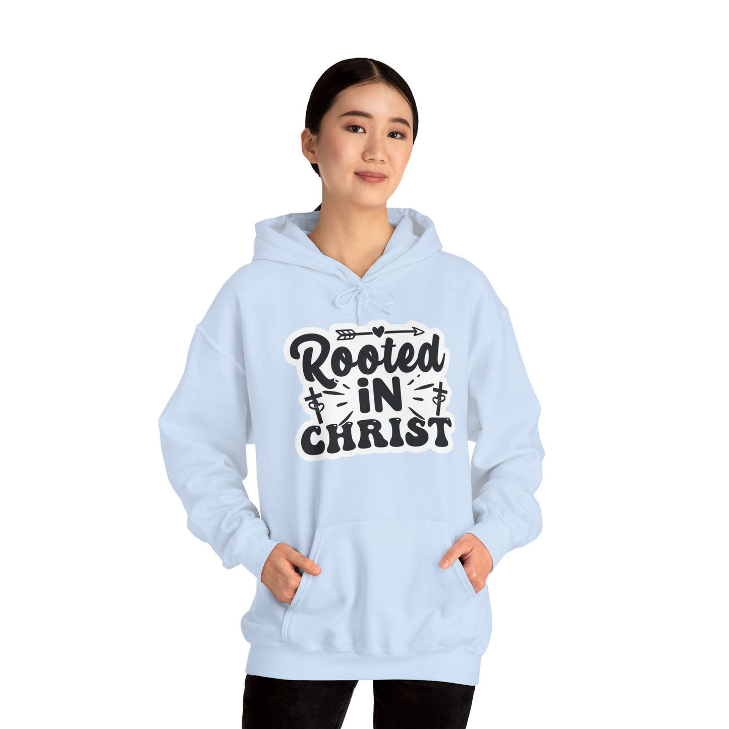 "Rooted in Christ" - Christian Quote Hooded- Hoodie