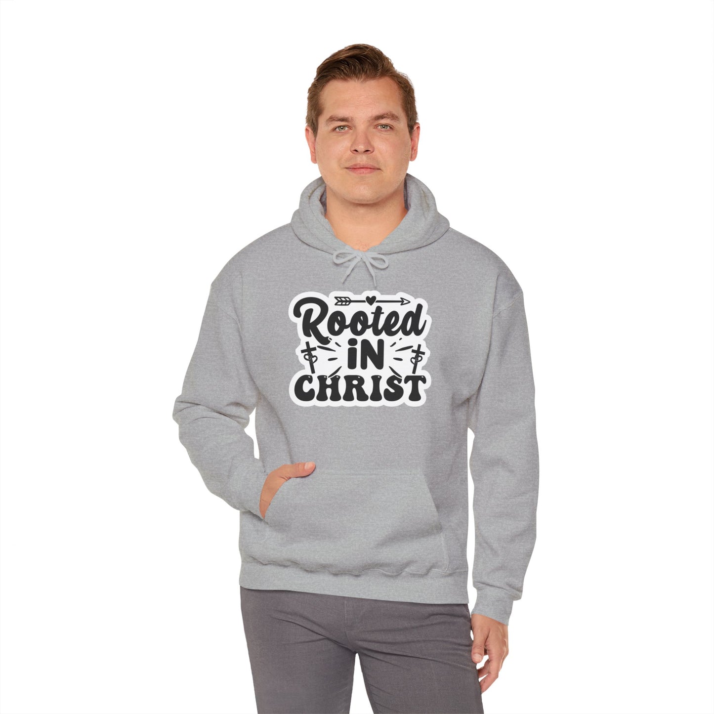 "Rooted in Christ" - Christian Quote Hooded- Hoodie