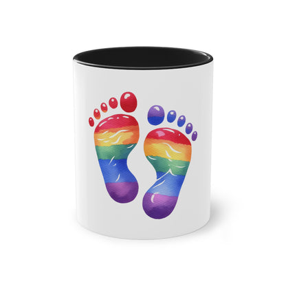 "Rainbow Love: Footprints" - Two Tone Mug