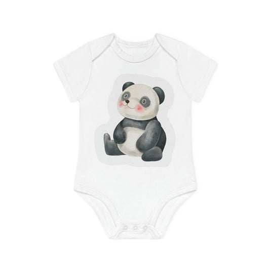 "Cute Panda" - Baby Organic Short Sleeve Bodysuit