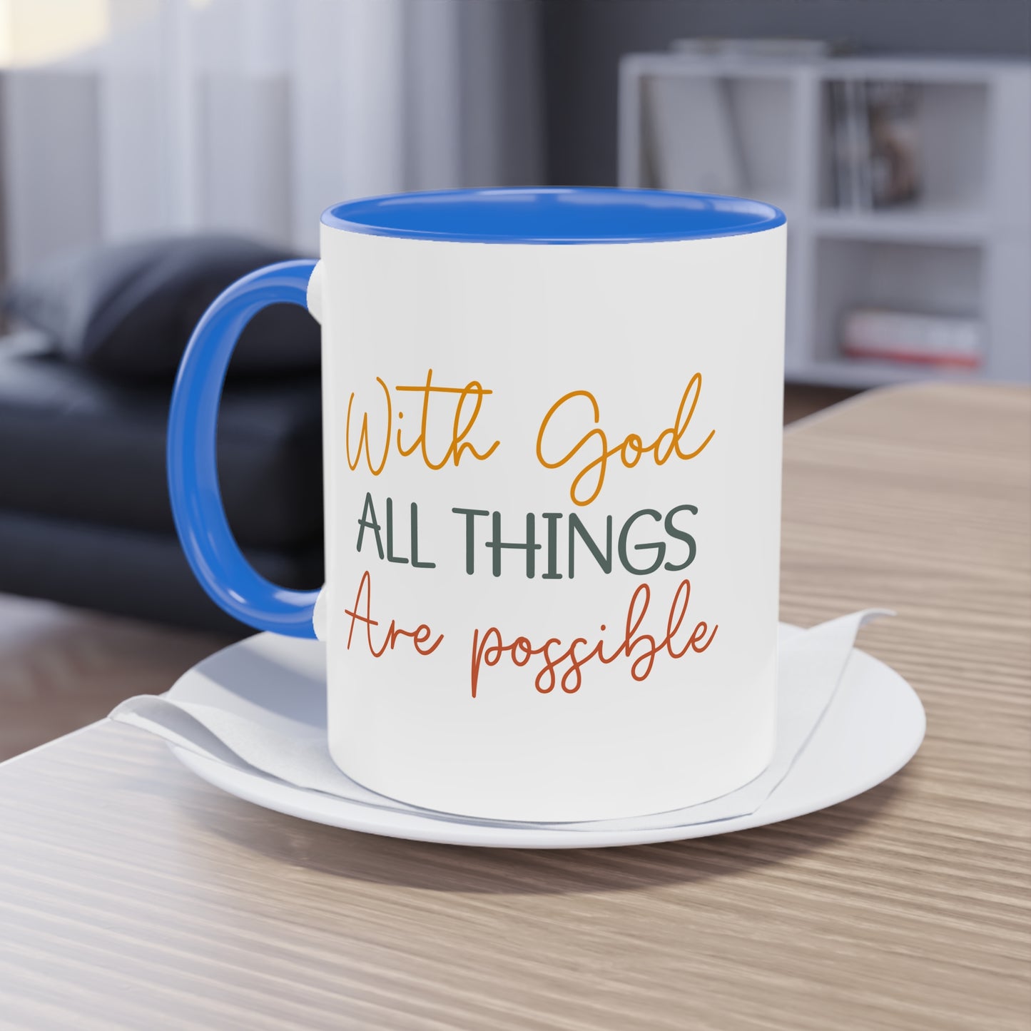 "Blessed Brew: With God All things are Possible" - Two Tone Mug